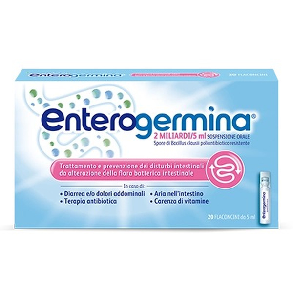 Enterogermina 2 Miliardi Fermenti Lattici, Probiotici Per Disturbi Intestinali, 20 Fiale