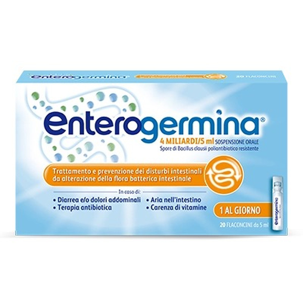 Enterogermina 4 Miliardi Fermenti Lattici, Probiotici Per Disturbi Intestinali, 20 Fiale