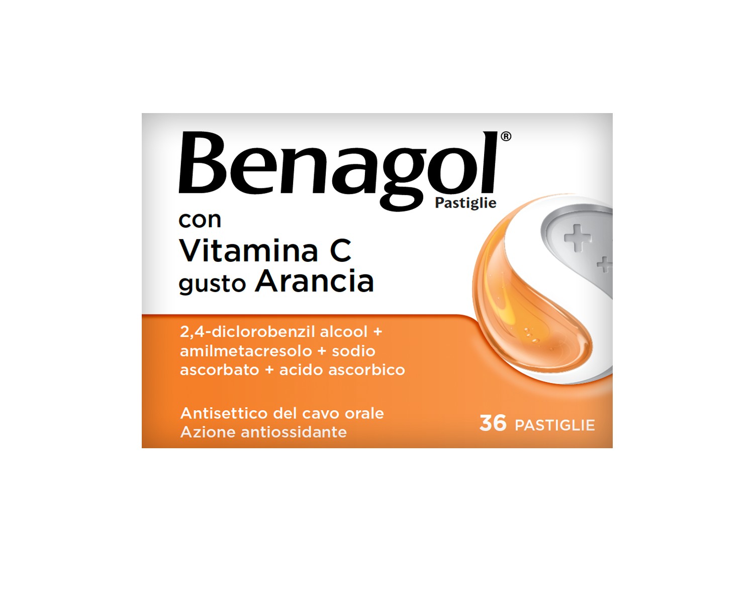 Benagol Pastiglie Vitamina C Gusto Arancia Antisettico Cavo Orale 36 Pastiglie