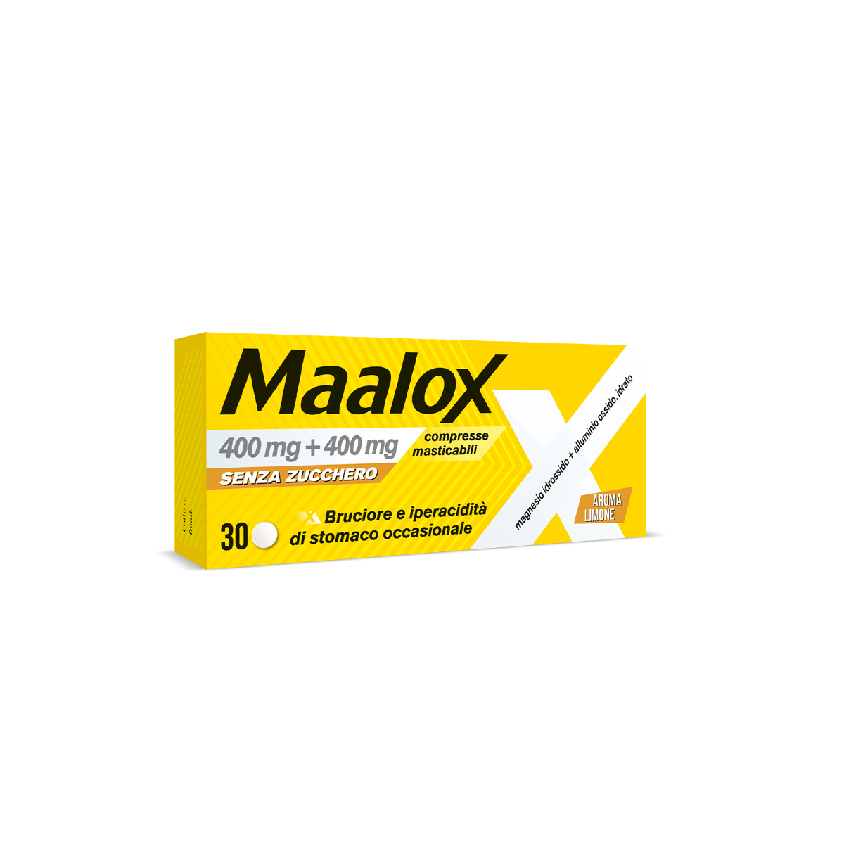 Maalox Senza Zucchero 400mg + 400mg Antiacido Aroma Limone 30 Compresse Masticabili