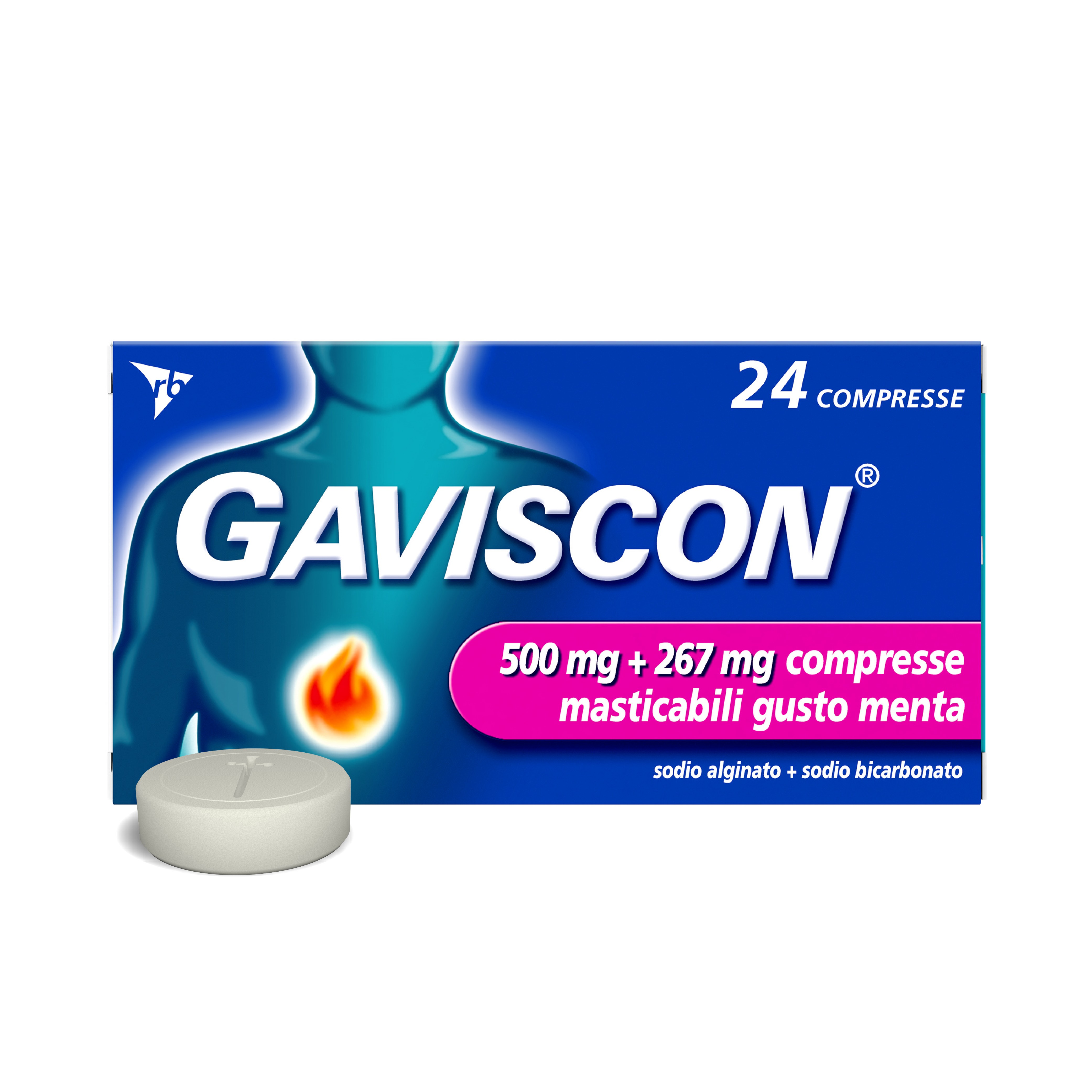 Gaviscon 24 Compresse Menta 500+267 mg