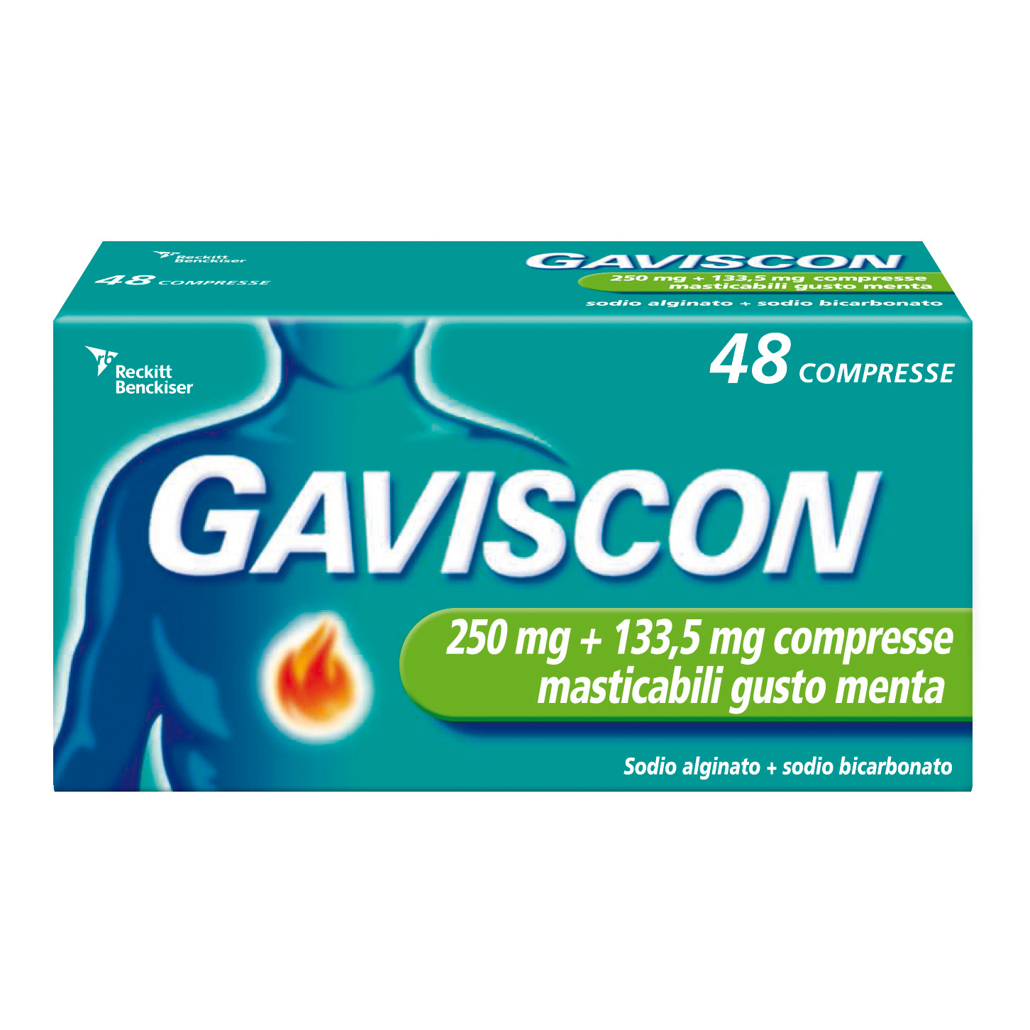 Gaviscon 48 compresse menta 250+133mg
