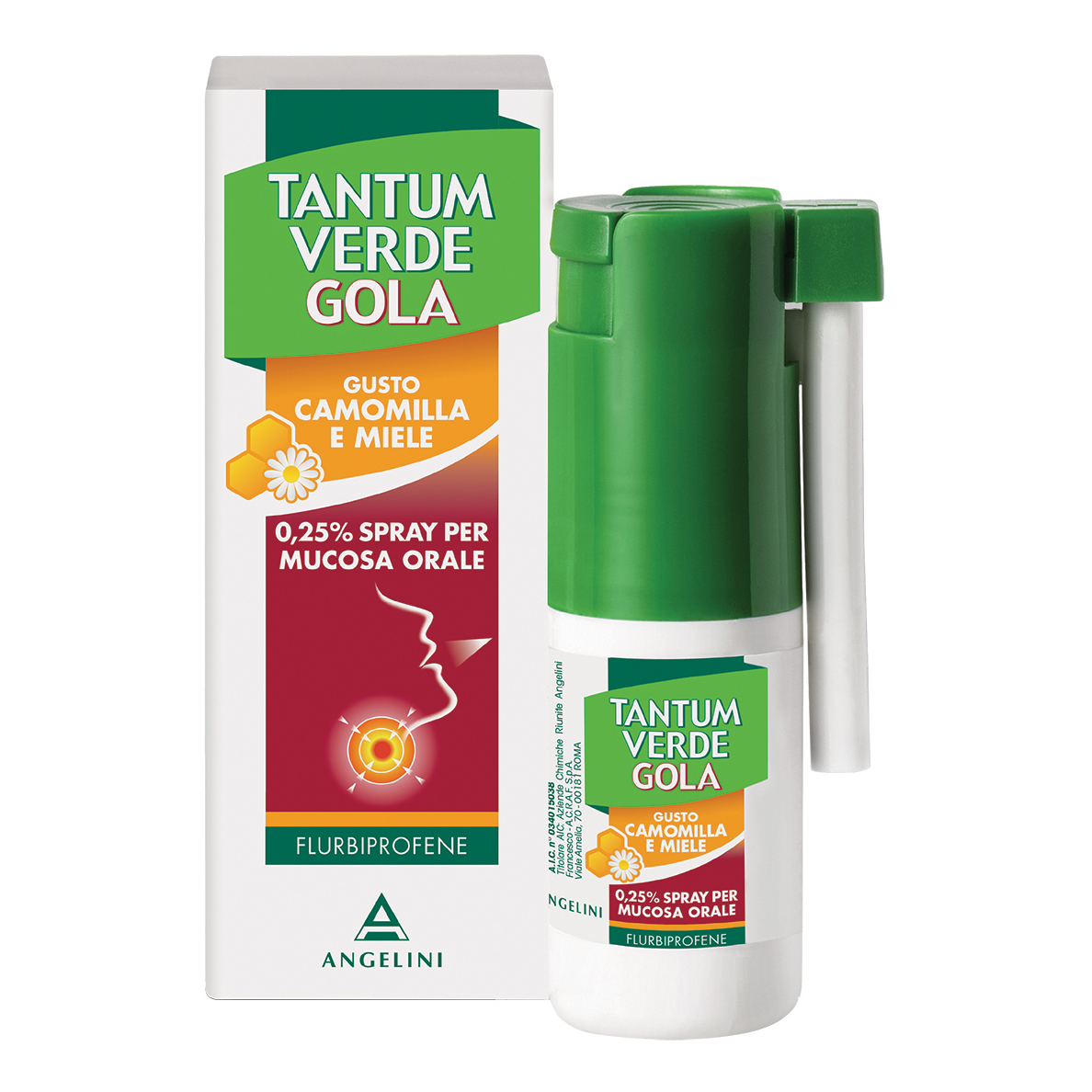 Tantum Verde Gola 0,25% Spray Mucosa Orale Gusto Camomilla E Miele 15 ml