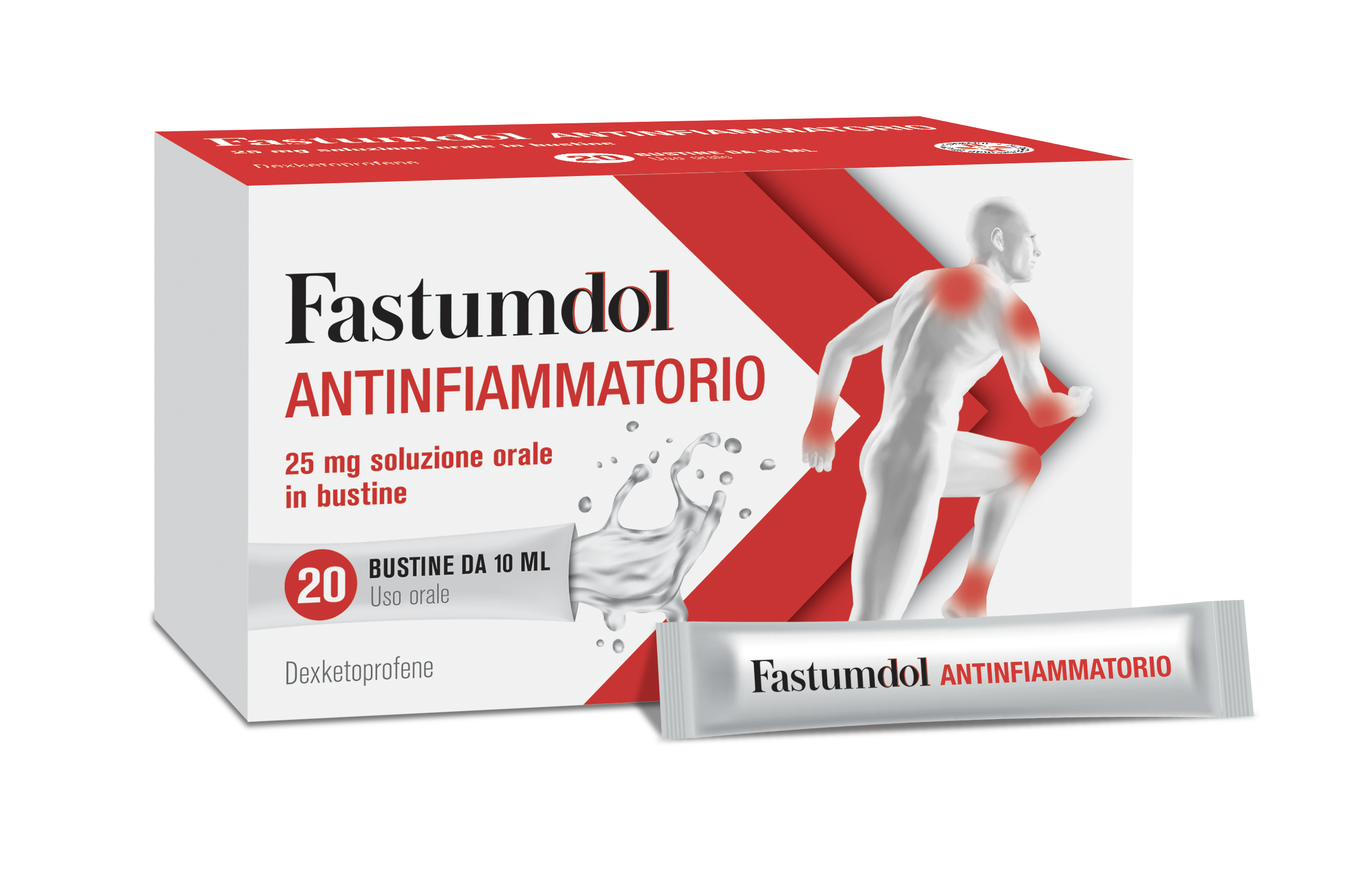 Fastumdol 25mg Antinfiammatorio Dexketoprofene Soluzione Orale 20 Bustine Monodose