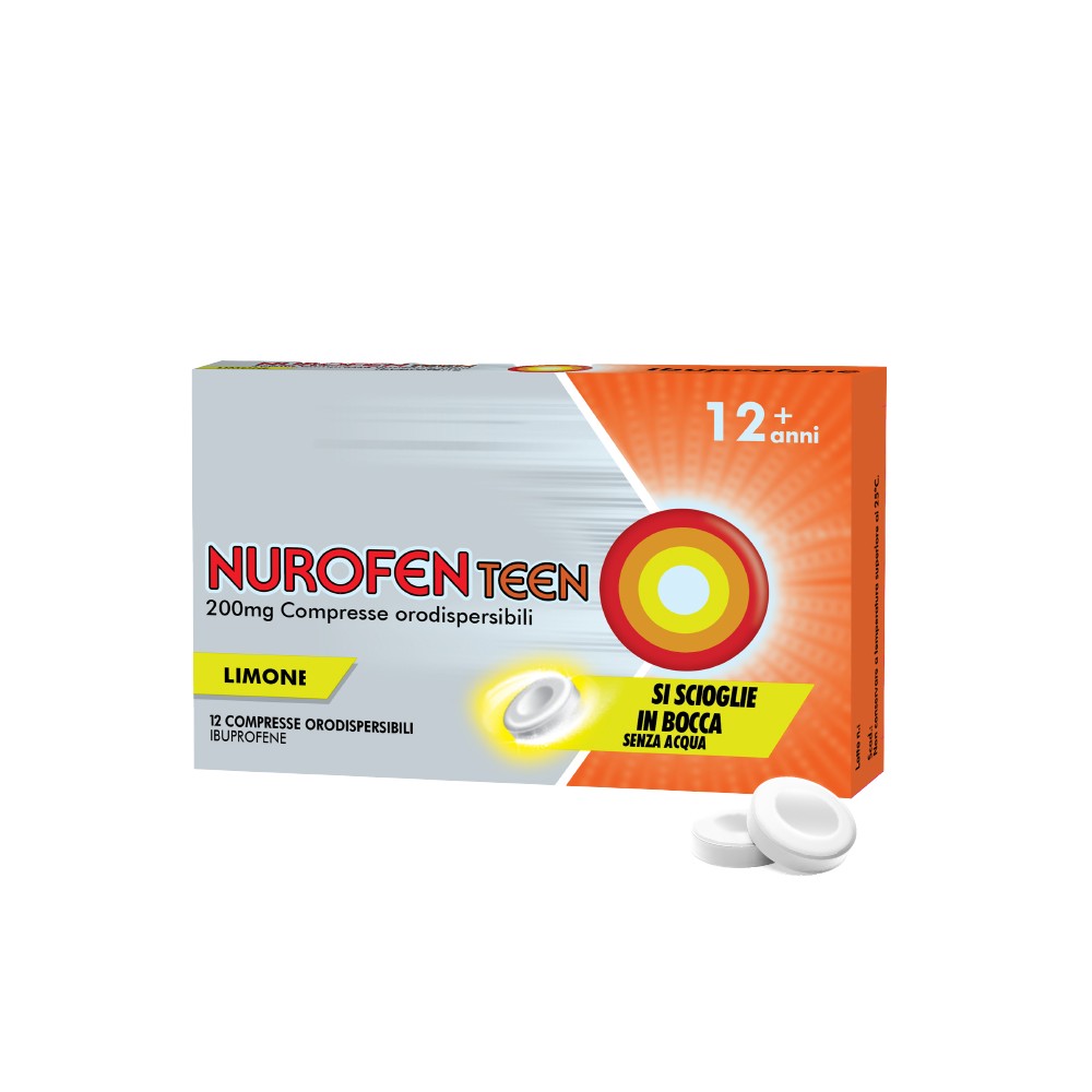 Nurofenteen 200 mg Ibuprofene Analgesico Limone 12 Compresse Orodispersibili