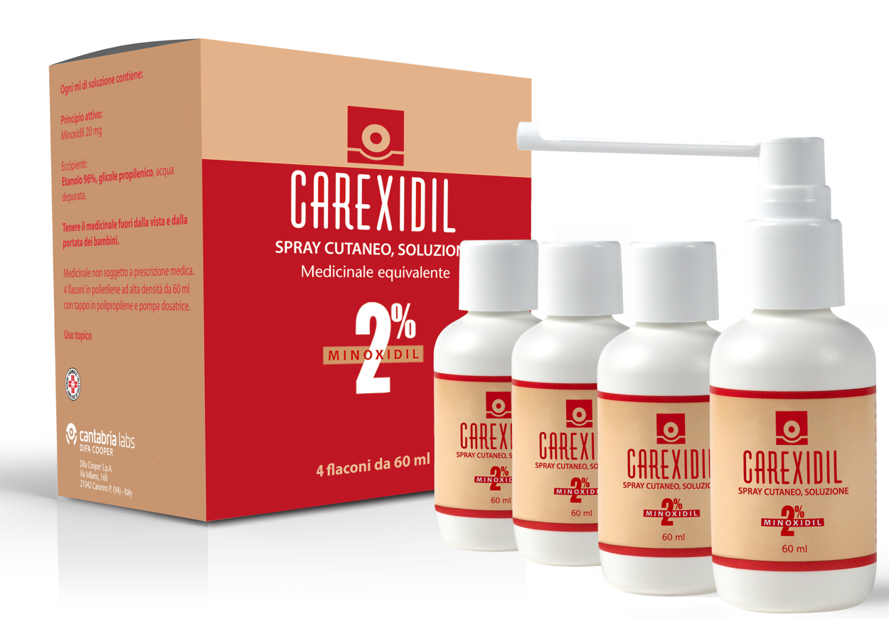 2% spray cutaneo soluzione, 4 flaconi in hdpe da 60 ml con pompa dosatrice