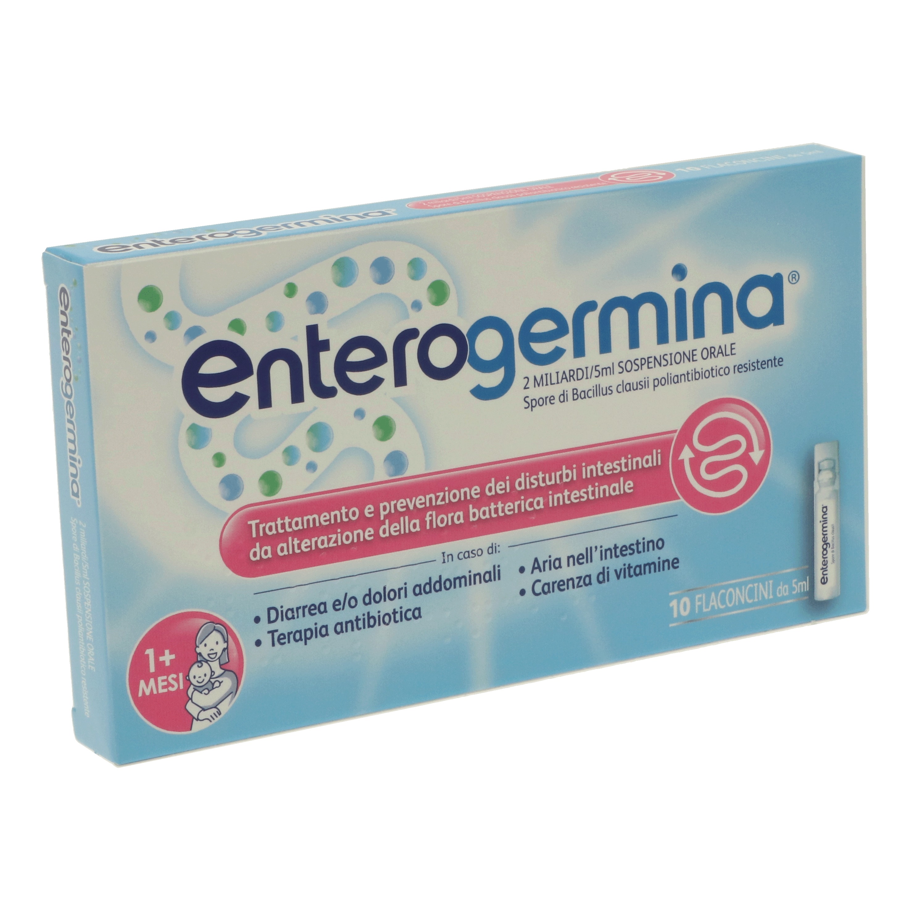 Enterogermina 2 miliardi / 5 ml sospensione orale spore di bacillus clausii poliantibiotico resistente &amp;ndash; uso orale