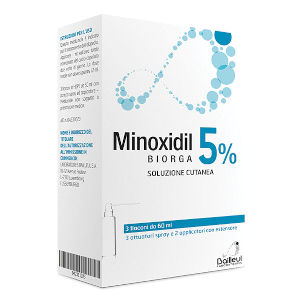 Minoxidil Biorga 5% Soluzione Cutanea 3x60 ml