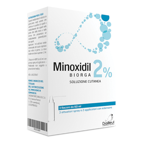 Minoxidil Biorga 2% Soluzione Cutanea 3x60 ml