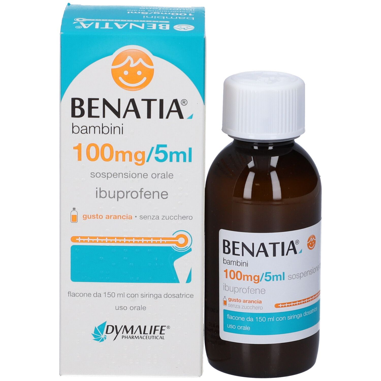 Benatia Bambini 100mg/ 5 ml Sospensione Orale Senza Zucchero gusto arancia 180 ml