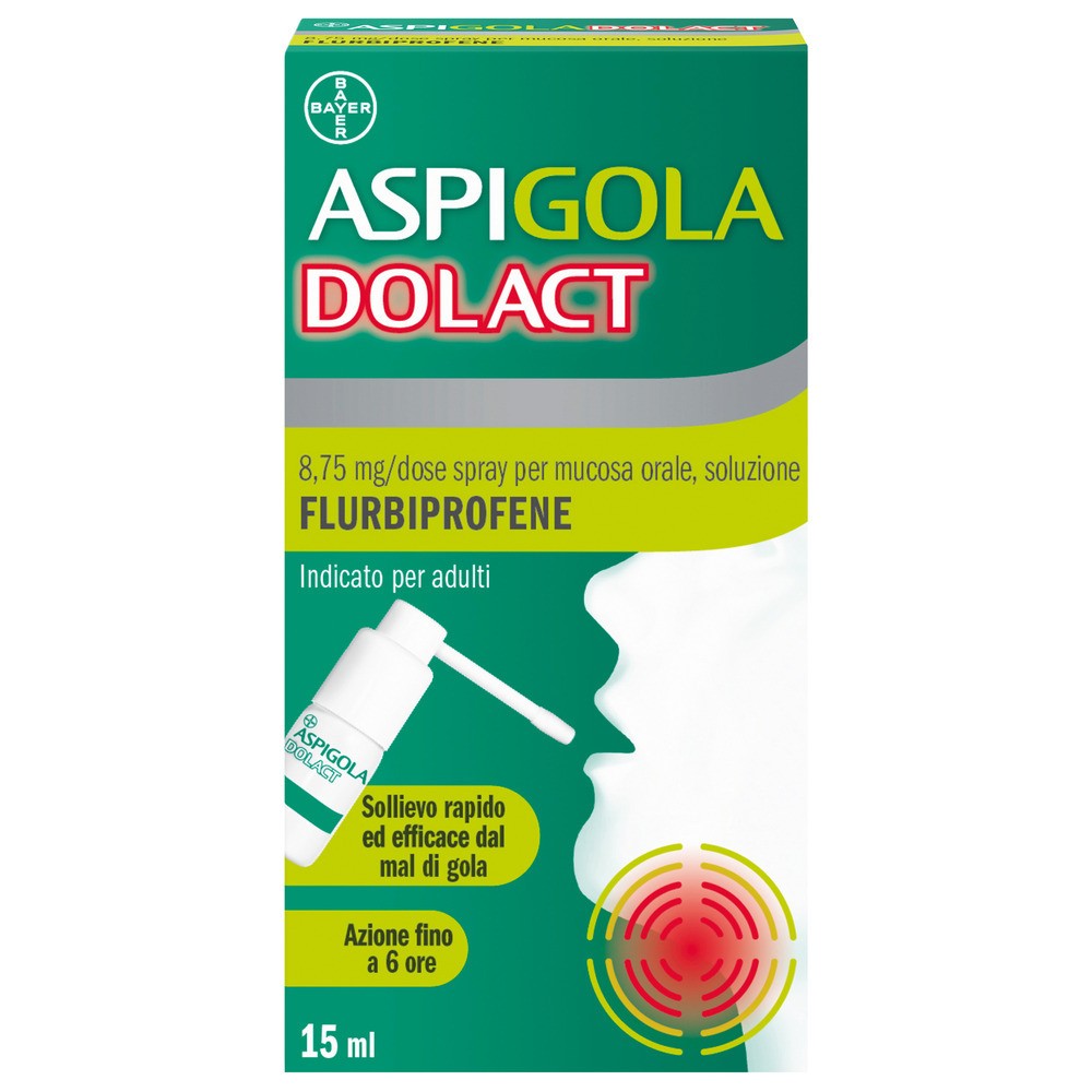 AspiGola Dolact Spray Antidolorifico per Mal di Gola Forte 15 ml