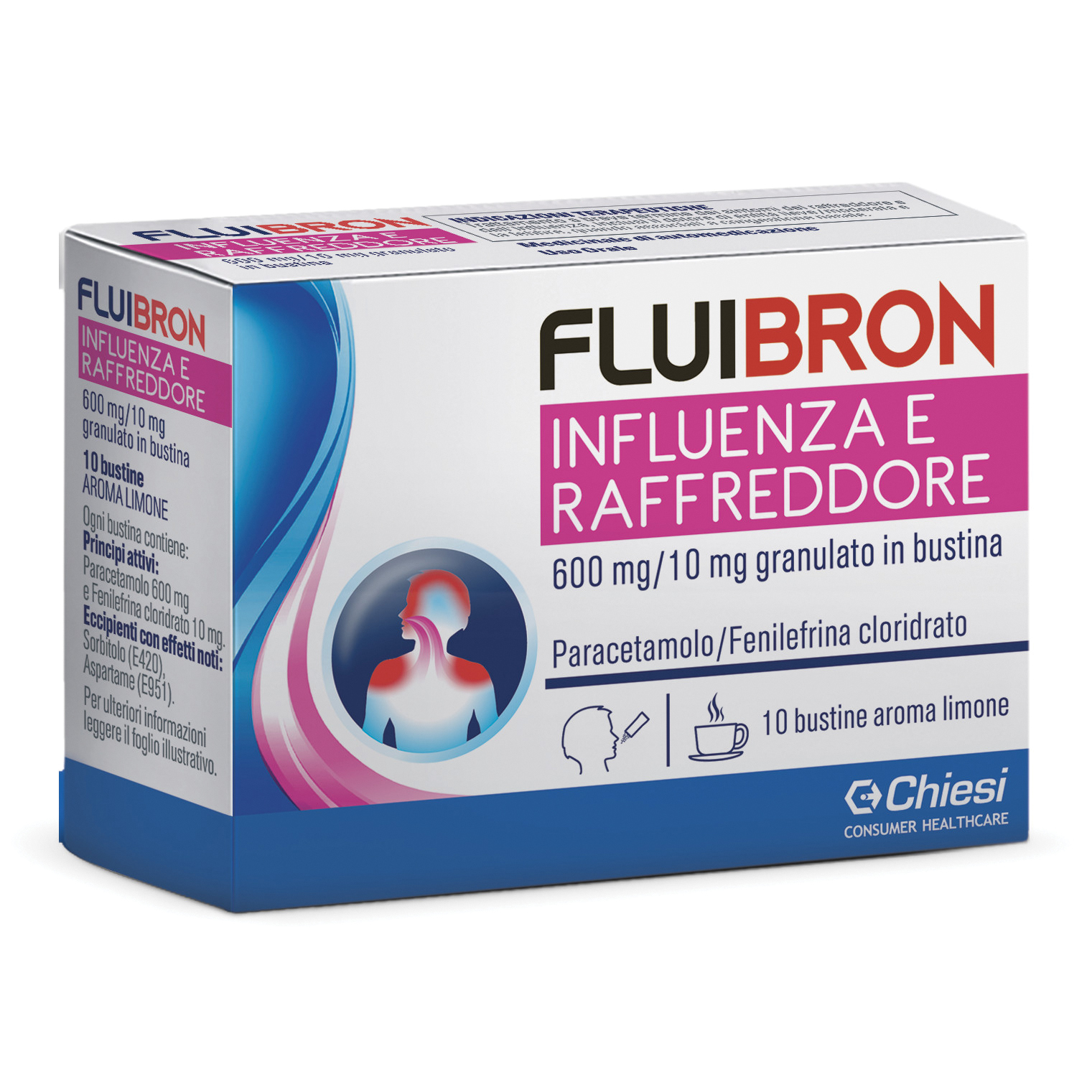 Fluibron Influenza E Raffreddore 600mg/10mg Granulato 10 Bustine