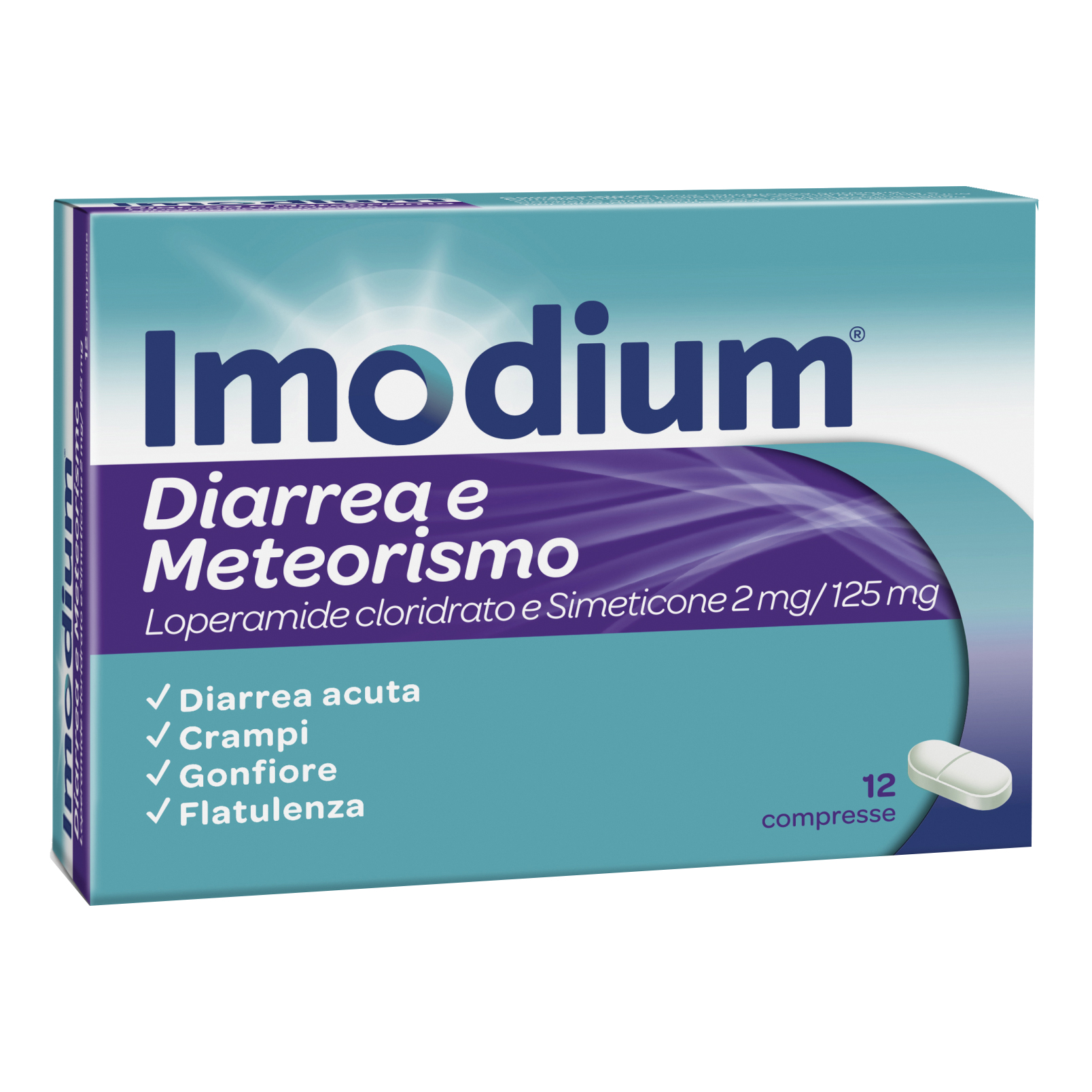Imodium diarrea e meteorismo 2 mg/125 mg compresse