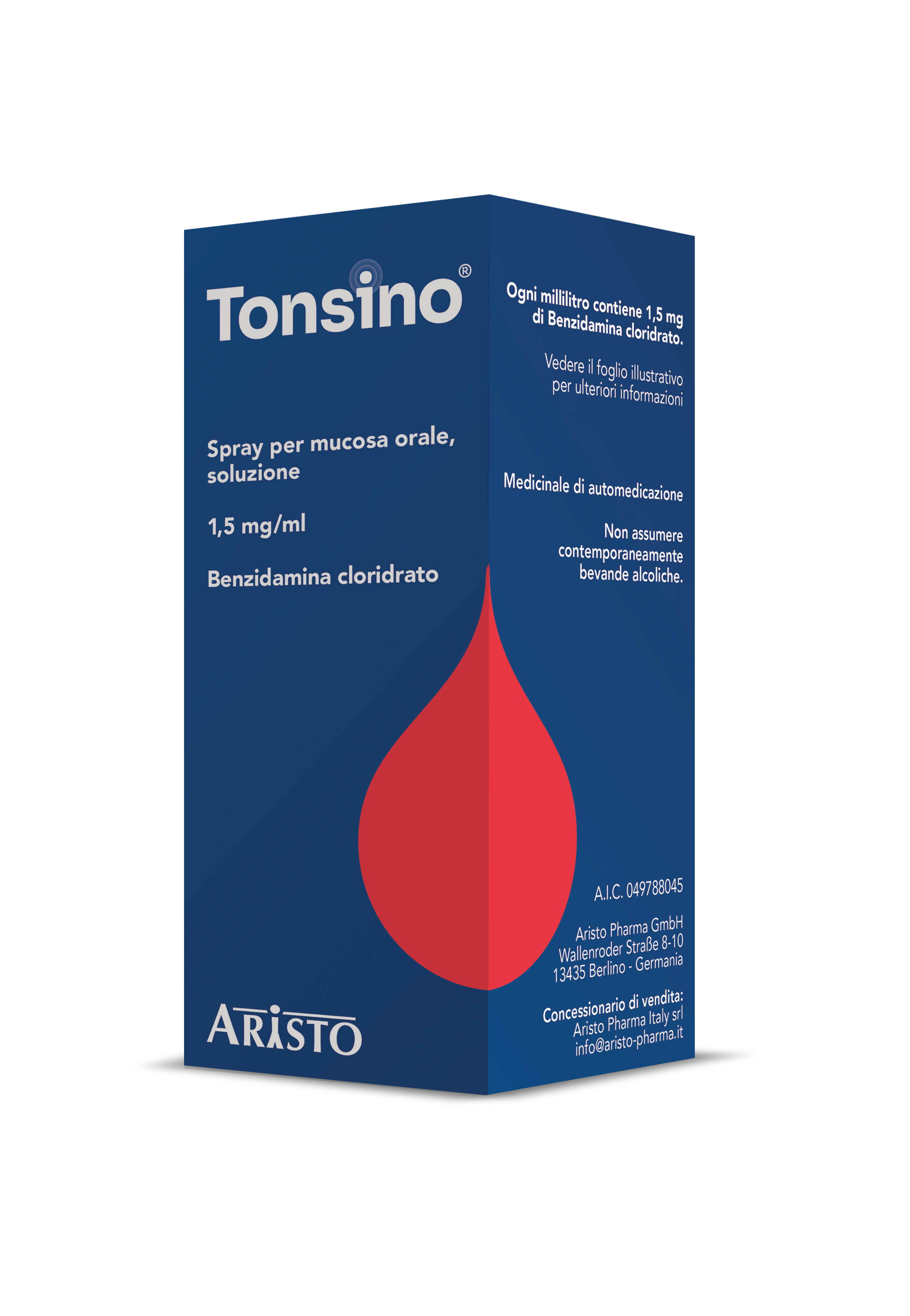 Tonsino 1,5 mg/ml spray per mucosa orale, soluzione benzidamina cloridrato
