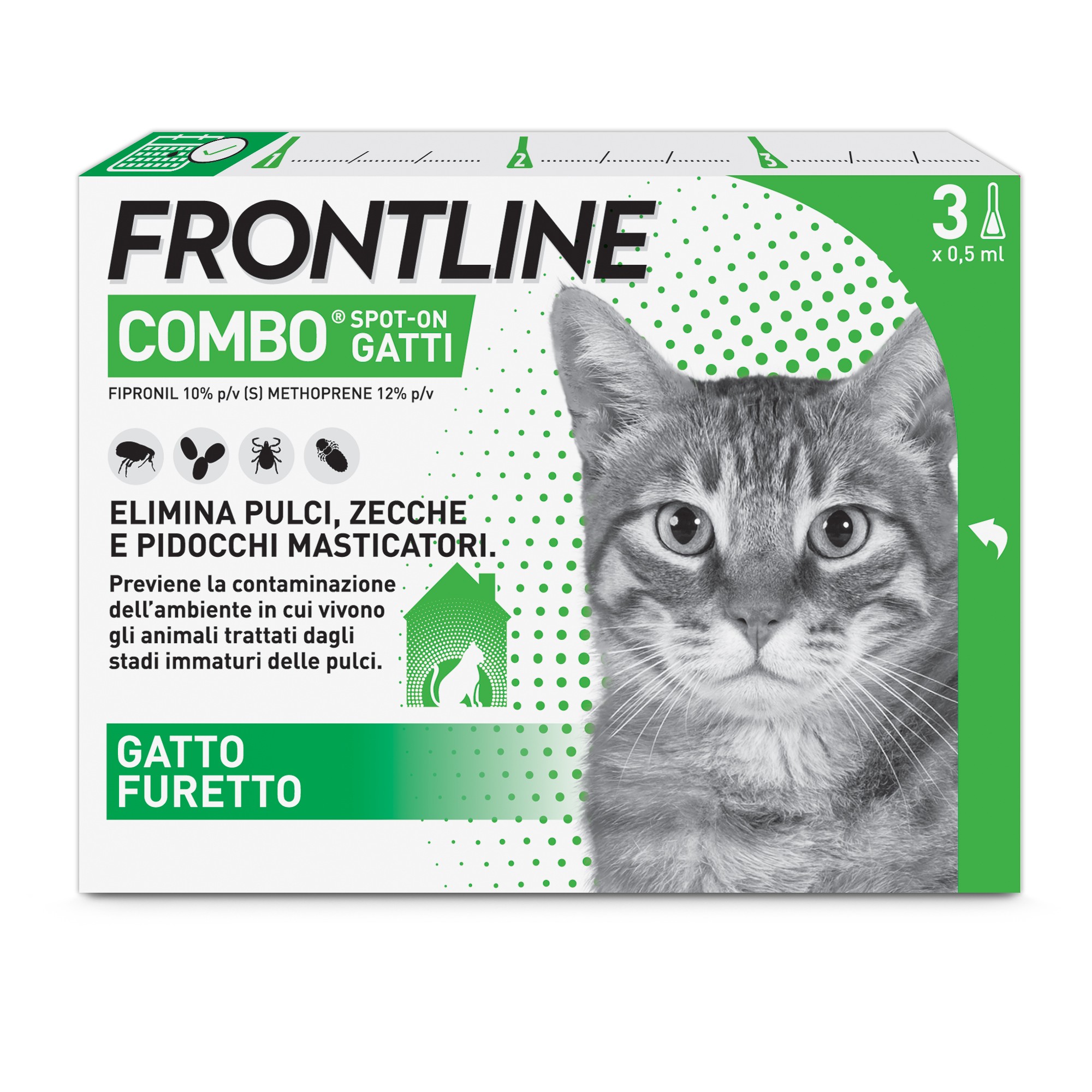 Frontline Combo Gatti x3 Pipette, Antiparassitario per Gatti, Gatti...