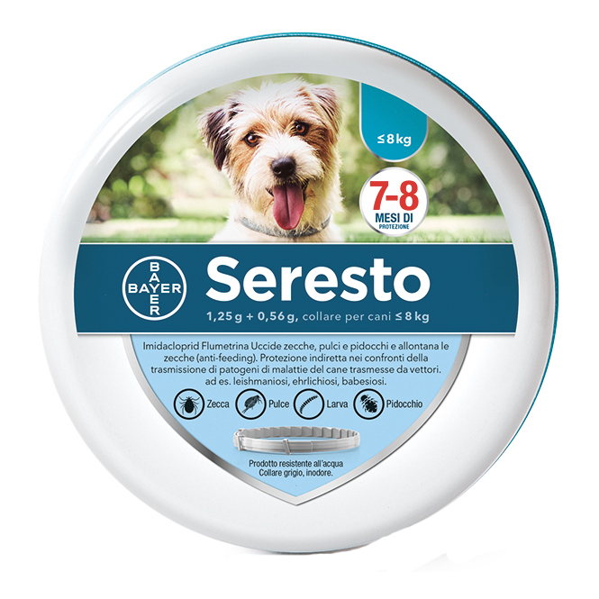 Seresto Collare Antiparassitario 38 Cm Per Cani Meno Di 8 Kg 1,25 G + 0,56 G