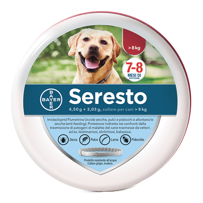 Seresto Collare Antiparassitario 70 Cm Per Cani Più Di 8 Kg 4,50 G + 2,03 G