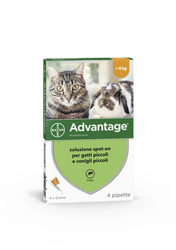 Advantage 40 Mg Soluzione Spot-On Per Gatti Piccoli E Conigli 4X0,4 Ml - Immagine 3