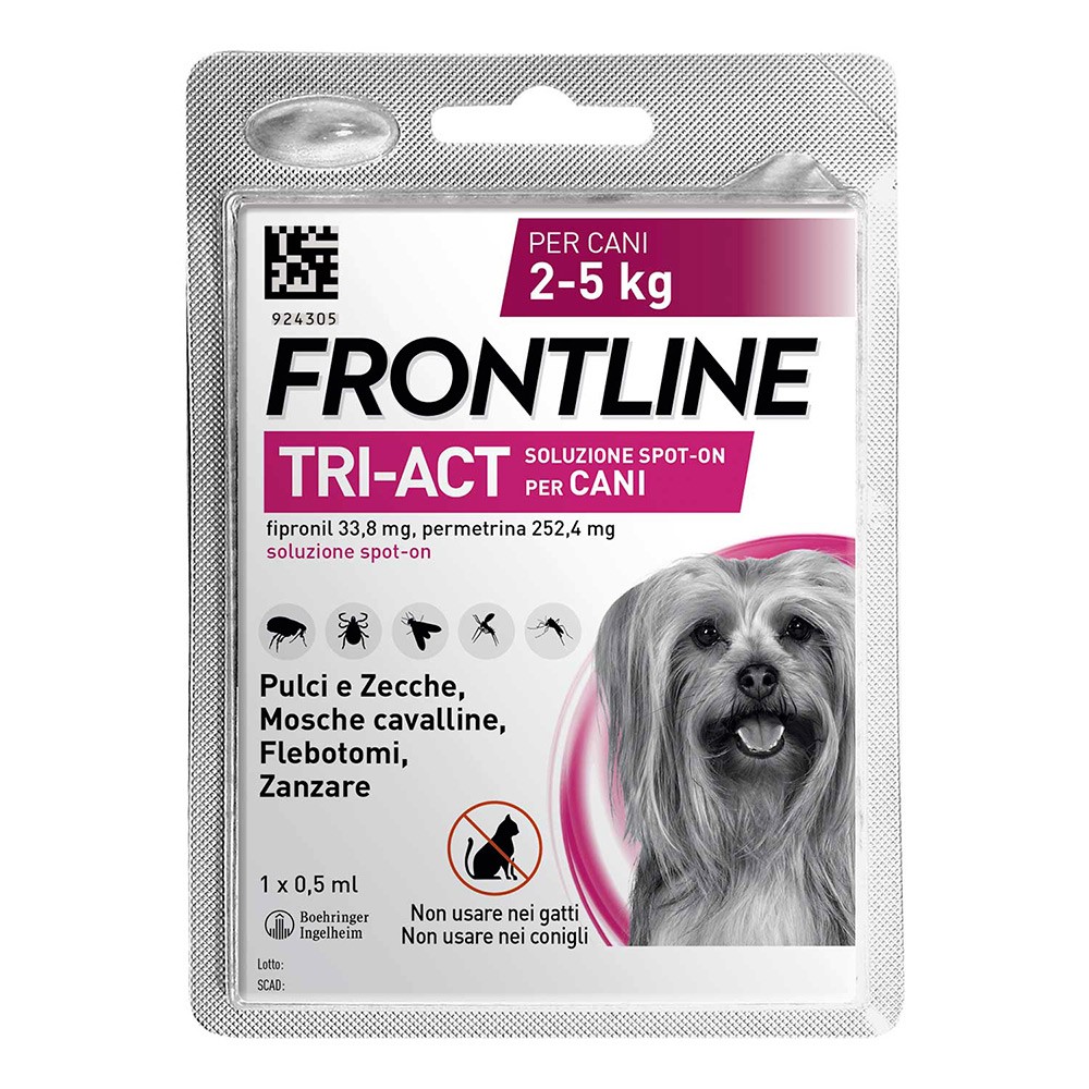 Frontline Tri Act x1 Pipetta, Antiparassitario Per Cani e Cuccioli ...