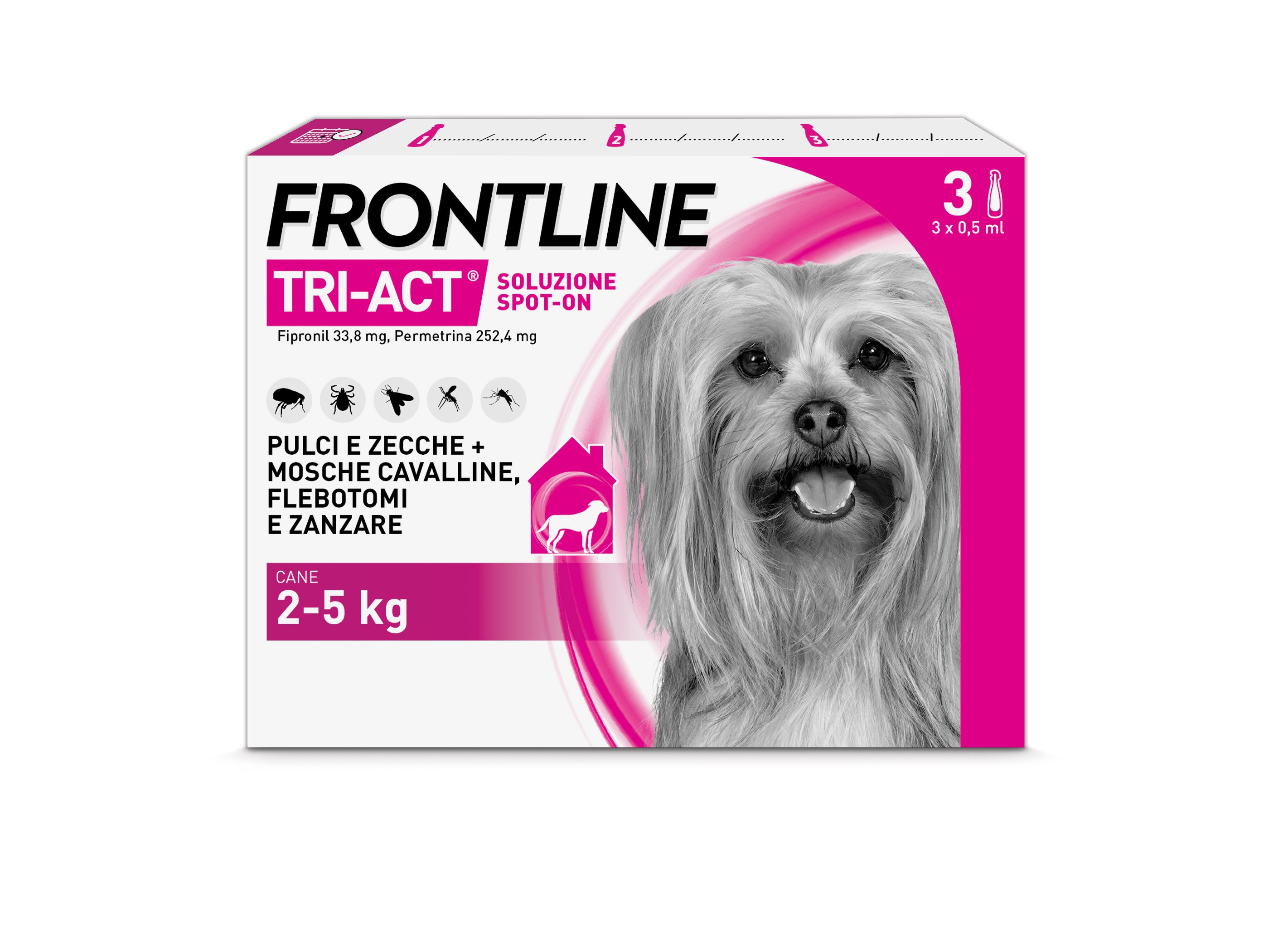 Frontline Tri Act x3 Pipette, Antiparassitario Per Cani e Cuccioli ...