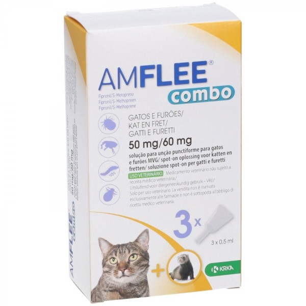 Amflee Combo 50mg/60mg Spot On Antiparassitario Per Gatti E Furetti 3 Pipette