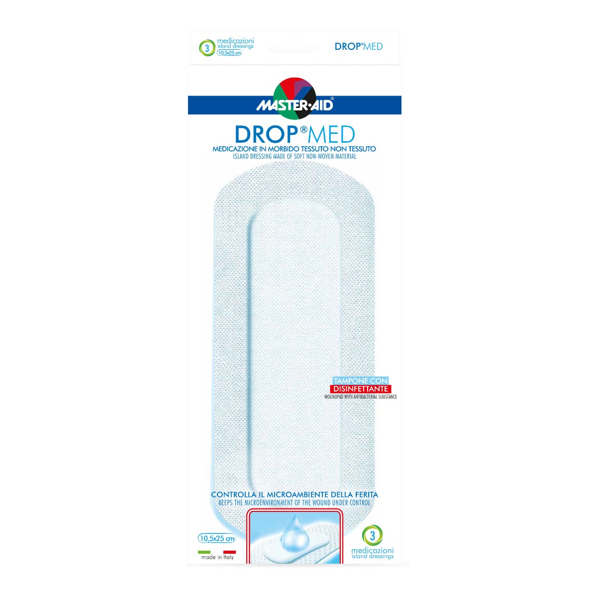 Master-Aid Drop Med 10,5x25 cm 3 Medicazioni