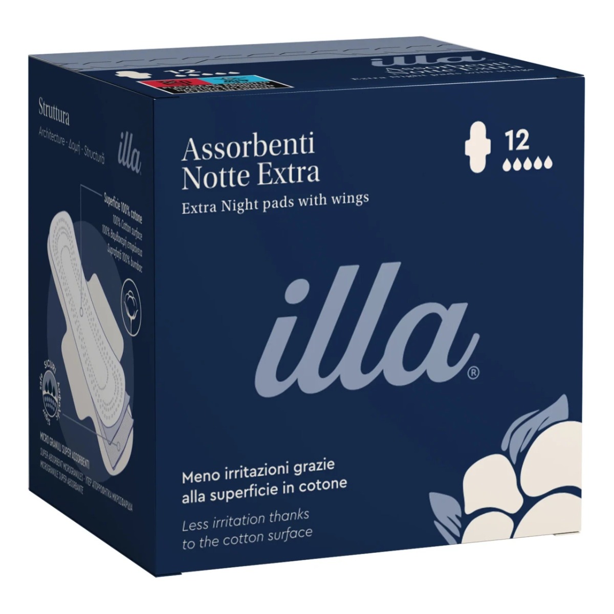 Illa Care Cotton Assorbenti Notte Extra 12 Pezzi
