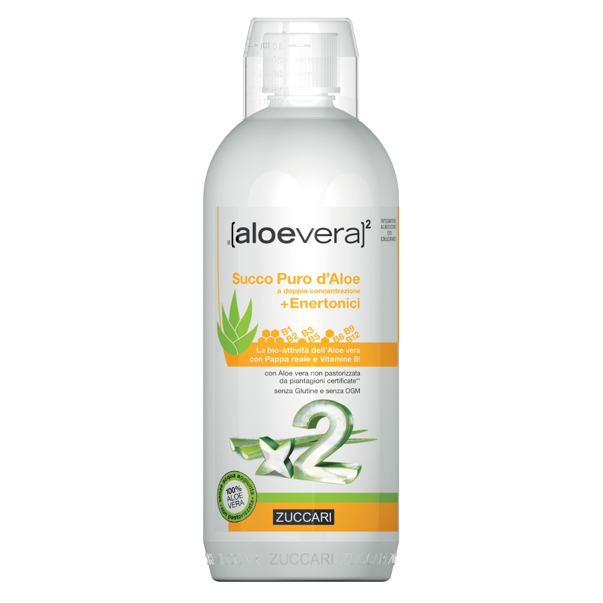 Zuccari Aloevera2 Succo Puro d'Aloe + Enertonici 1 L
