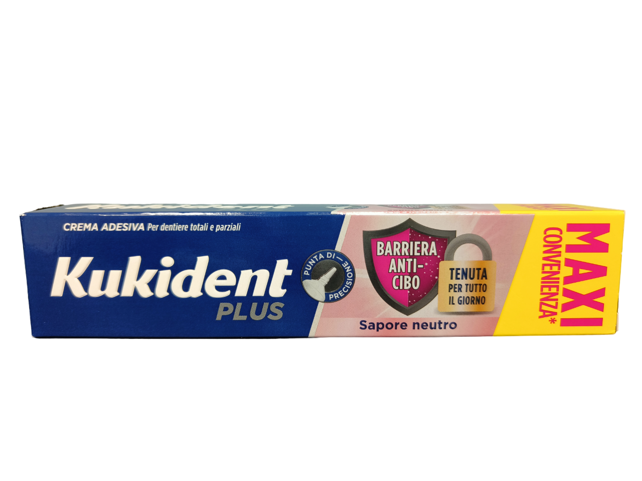 Kukident Plus Barriera Anti-Cibo Crema Adesiva Per Dentiere Totali e Parziali Sapore Neutro 57 ml