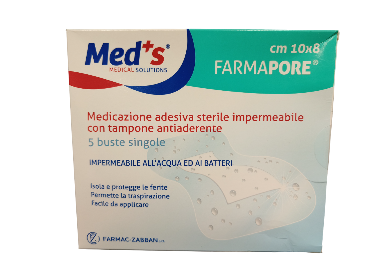 Med's Medicazione Adesiva Sterile Trasparente Impermeabile 10 m x 8 cm 5 Pezzi