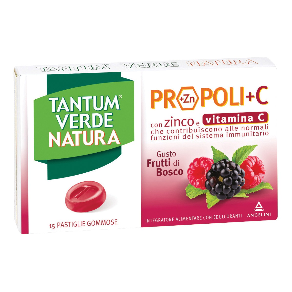 Tantum Verde Natura Propoli+C Frutti di Bosco 15 Pastiglie