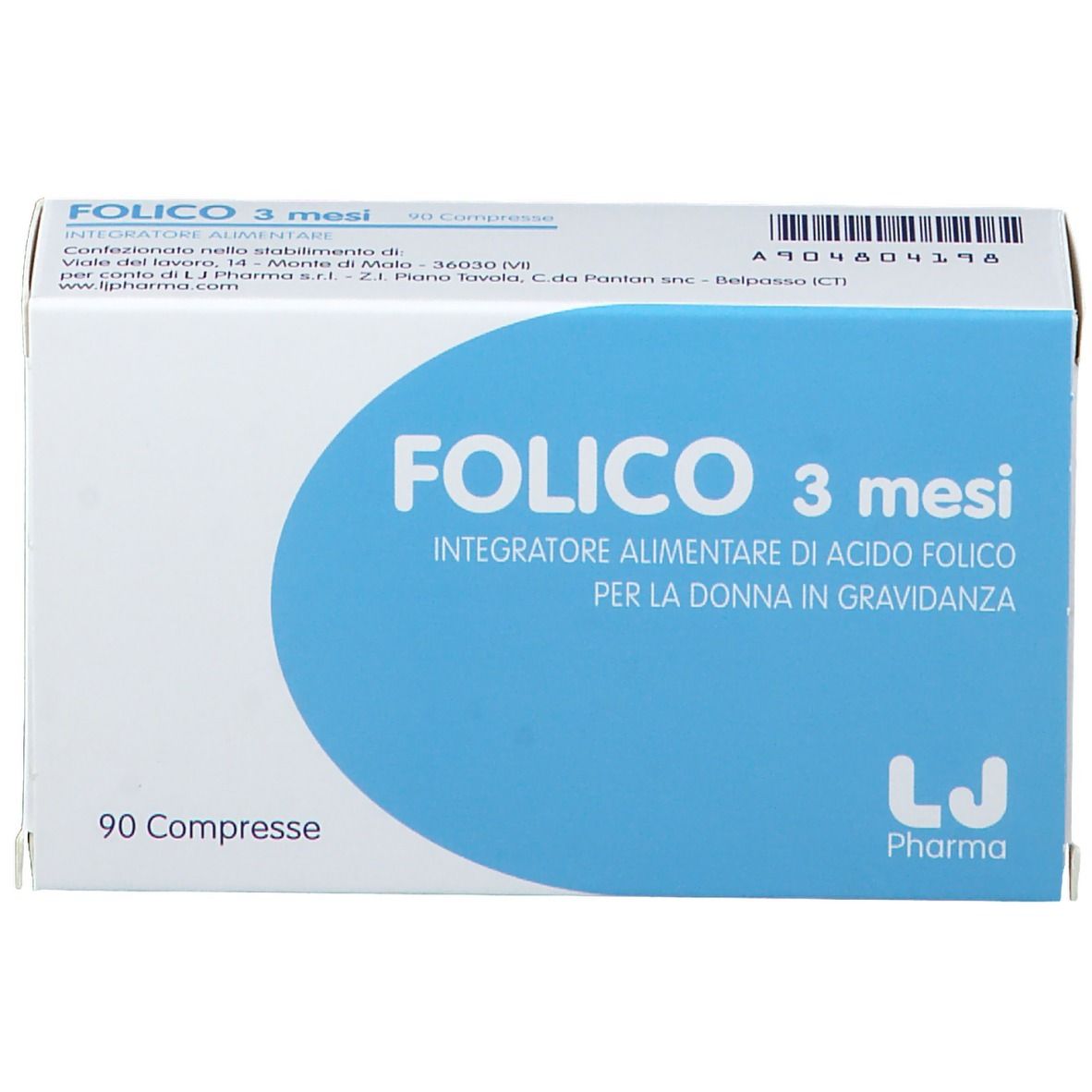 Folico 3 Mesi Integratore Acido Folico 90 Compresse