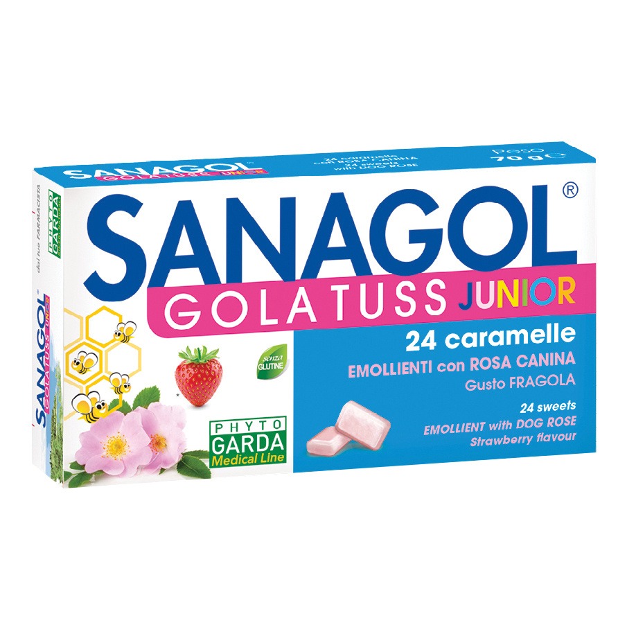 Sanagol Gola Tuss Junior Fragola 24 Caramelle