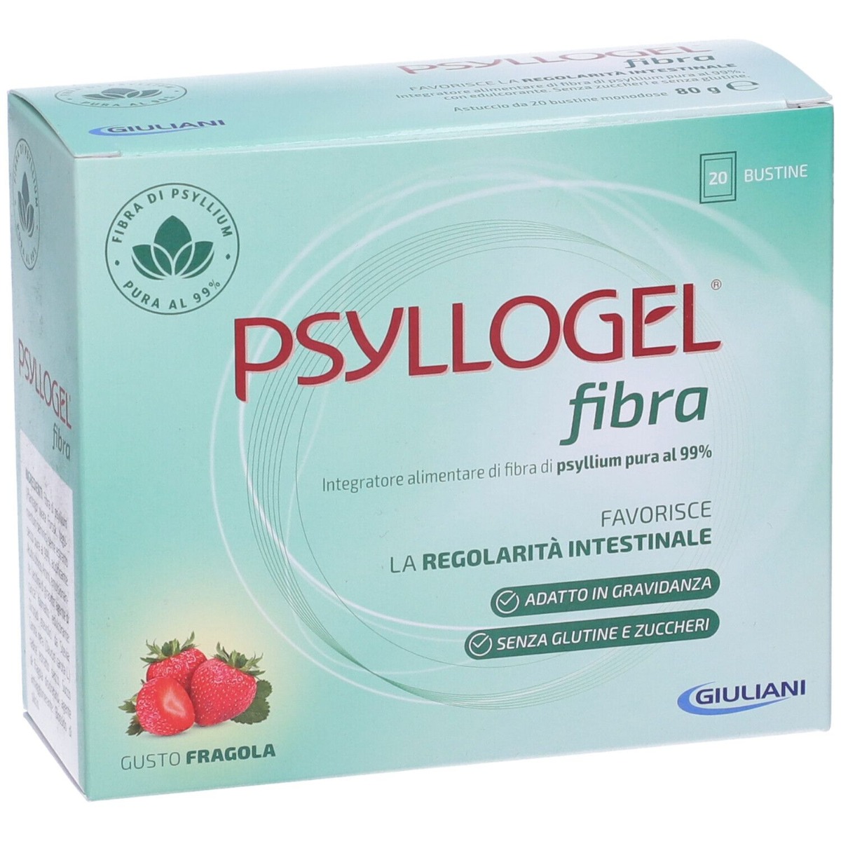 Psyllogel Fibra Integratore Intestinale Gusto Fragola Senza Zucchero 20 Bustine