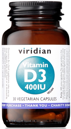 Viridian Vitamin D3 400iu 30capsule