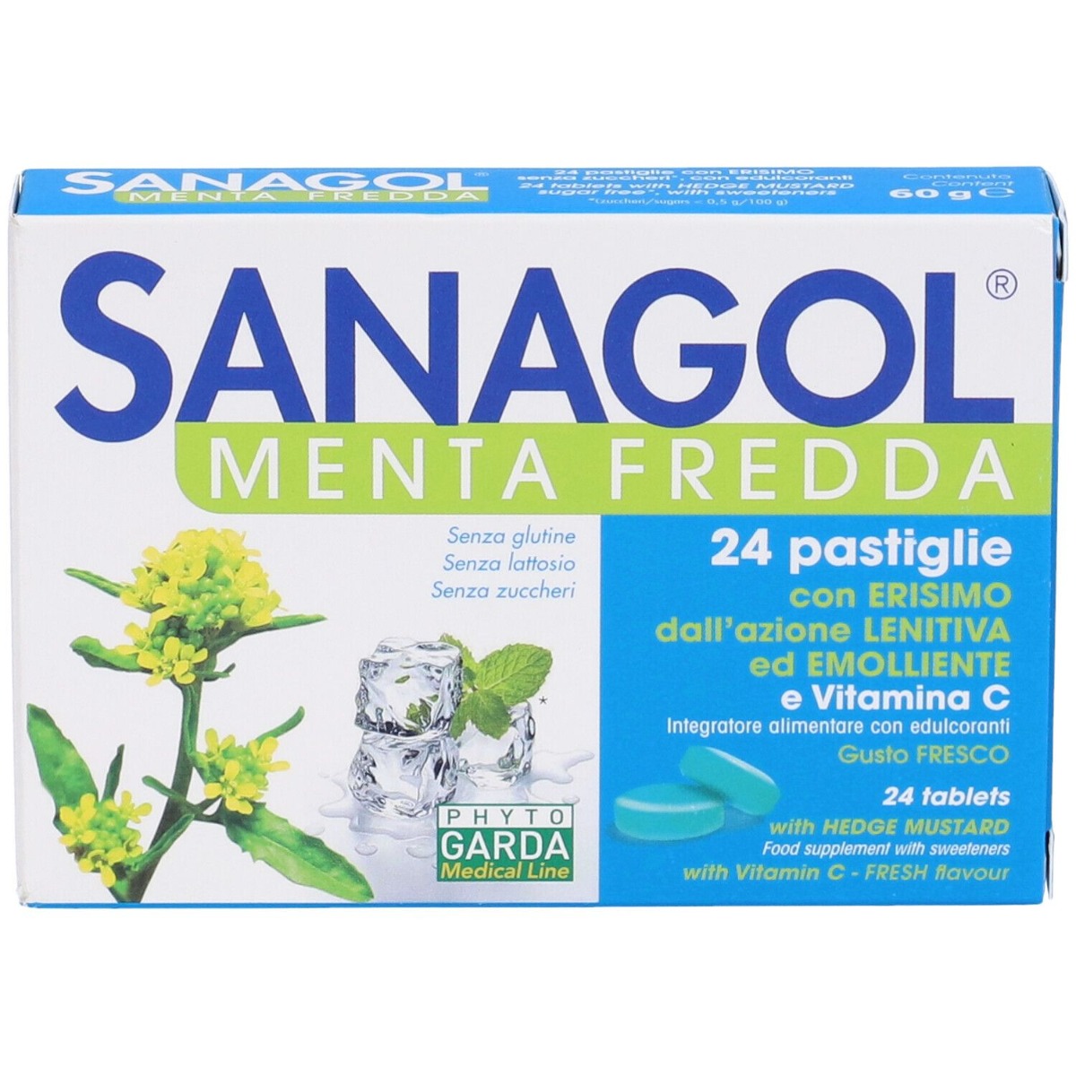 Sanagol Menta Fredda Integratore 24 Caramelle
