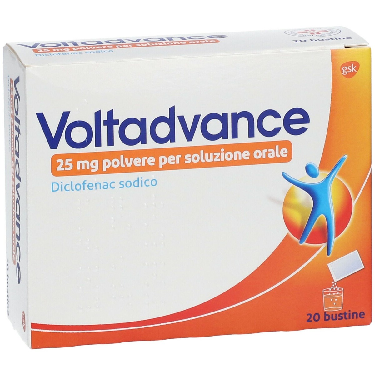 Voltadvance Antinfiammatorio 25mg Diclofenac Dolori Articolari Dolore Cervicale Mal di Schiena 20 Bustine