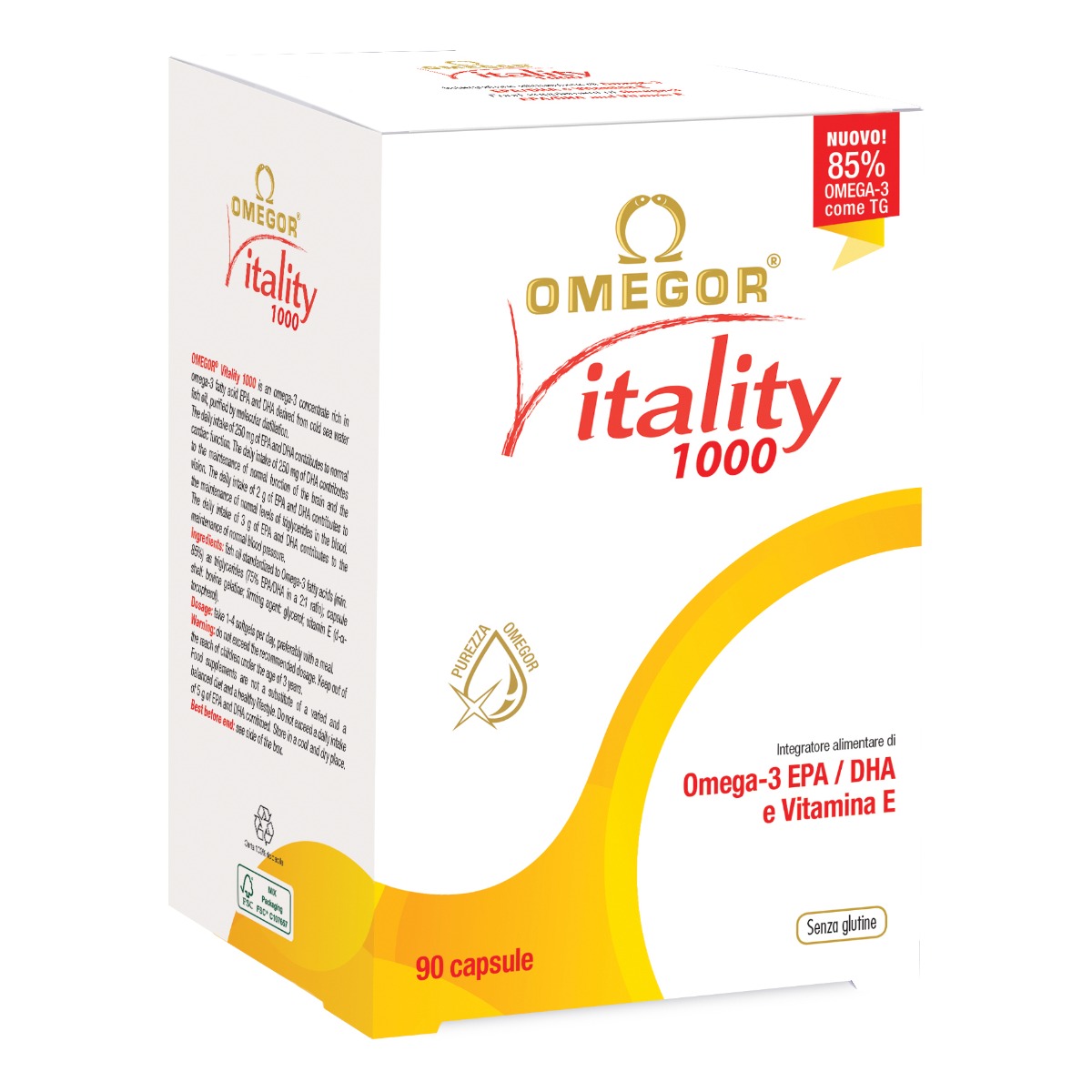 Omegor Vitality 1000 Integratore Omega3 EPA DHA 90 Capsule Molli