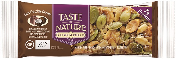 Taste of nature barretta al cocco con cioccolato fondente bio 40 g