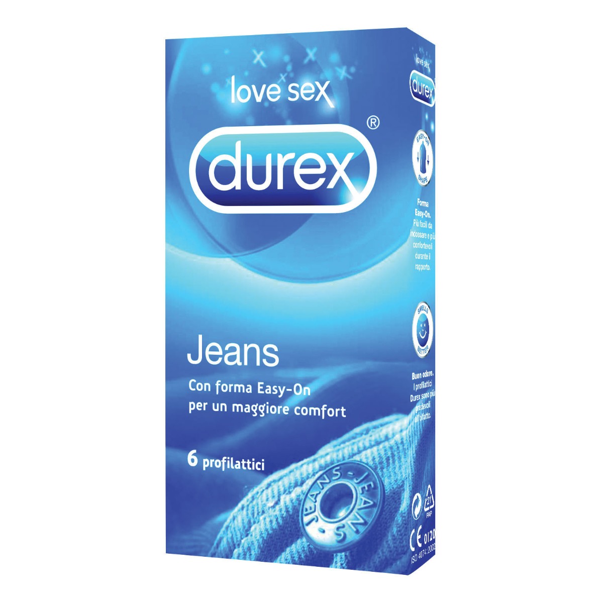 Durex Settebello Jeans Preservativi Con Forma Easy-On 6 Pezzi