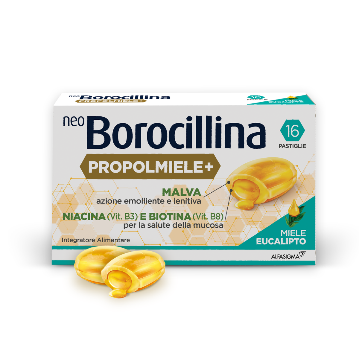 Neoborocillina Propolmiele + Miele/Eucalipto 16 Pastiglie
