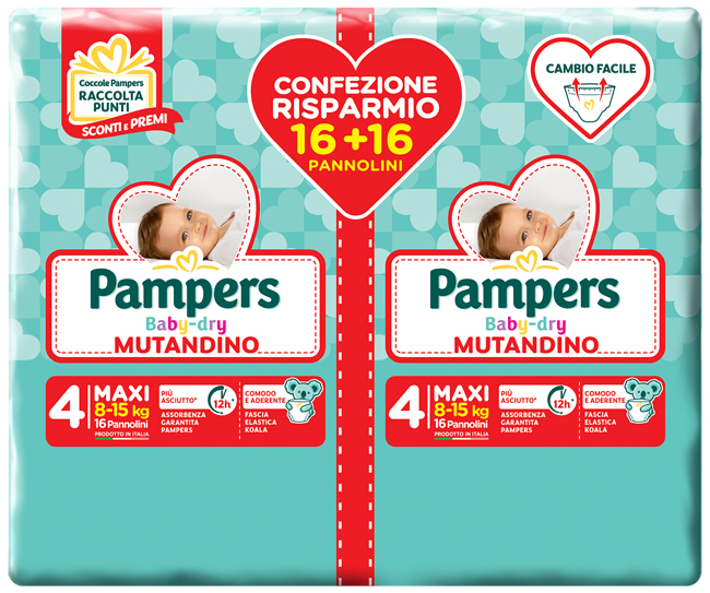 Pampers Baby Dry Pannolino A Mutandina Duo Dwct Maxi 32 Pezzi