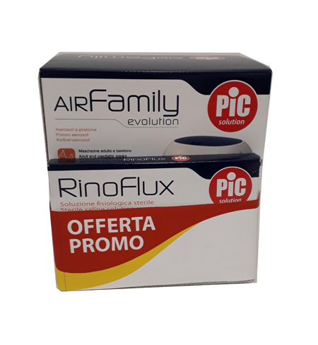 Bundle Promo Con Aerosol Air Family Evo + Rinoflux 2ml 20pezzi + Rinoflux 5ml 20pezzi