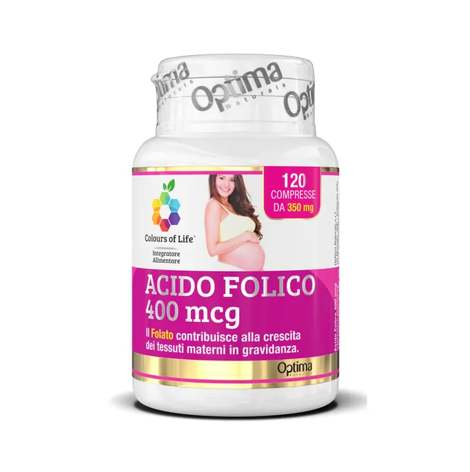 Optima Naturals Colours of Life Acido Folico Integratore Gravidanza 120 Compresse