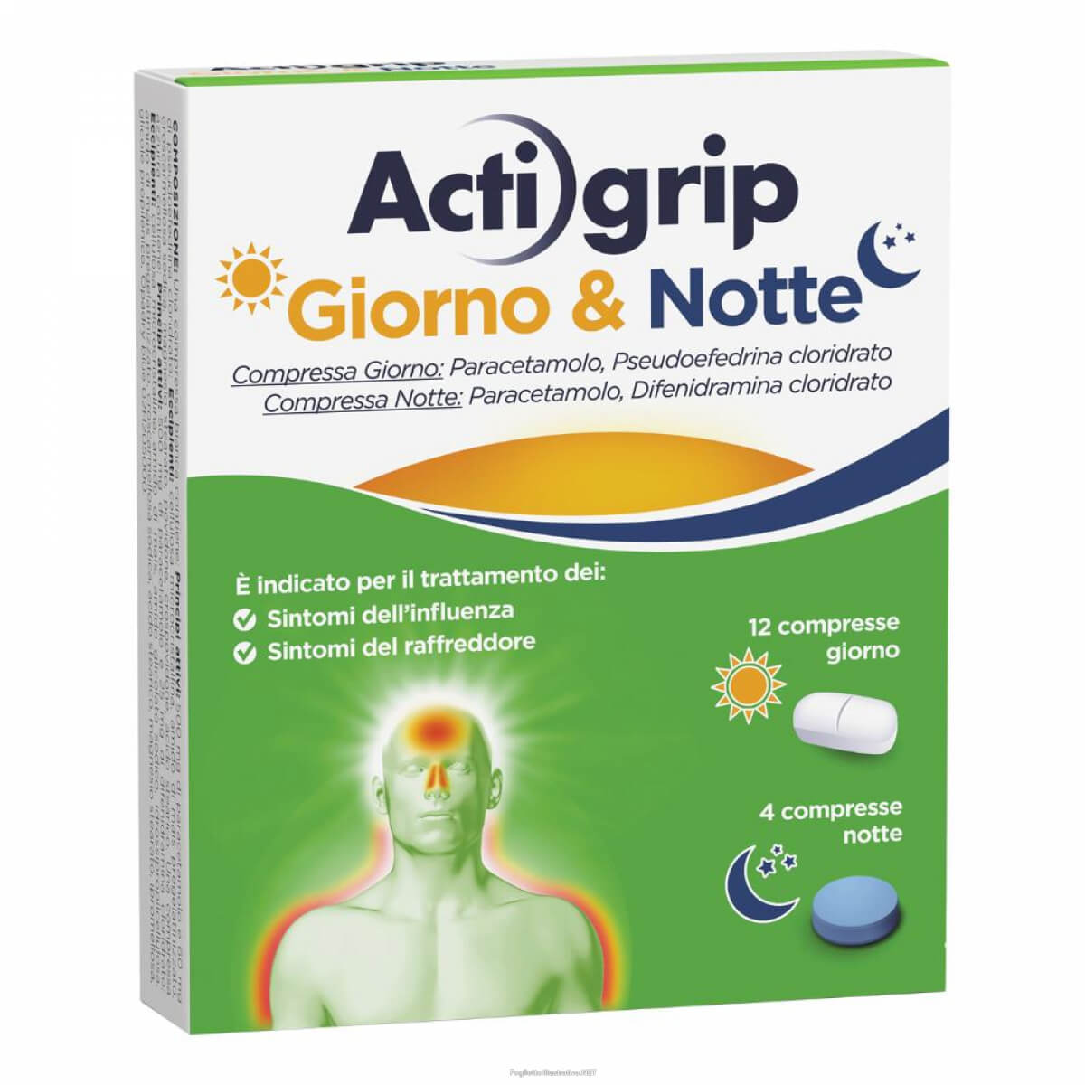 Actigrip Giorno E Notte Raffreddore E Influenza 12 + 4 Compresse