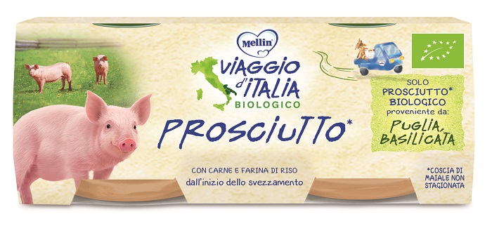 Mellin viaggio italia omogeneizzato bio prosciutto 2x80 g