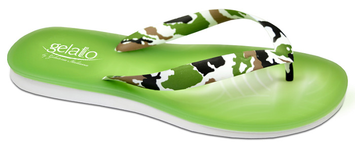Infradito gelato uomo con plantare gel camouflage/lime 44/45 1 paio