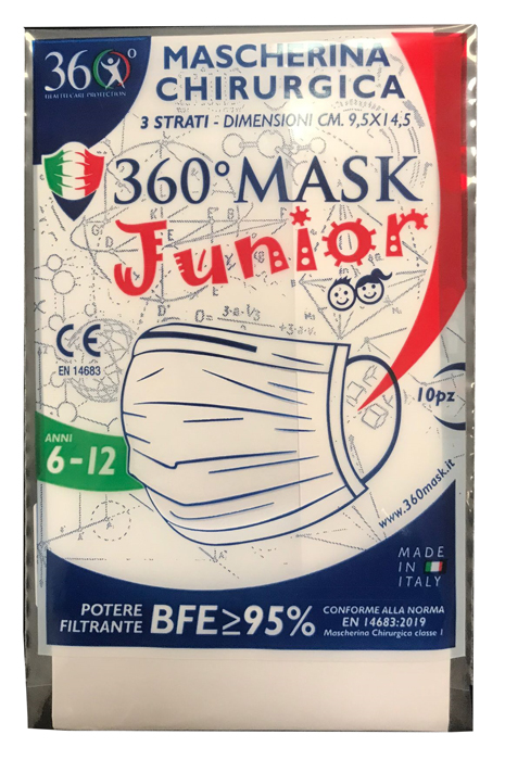 Mascherina chirurgica 360mask10/r rosa bambino 10 pezzi