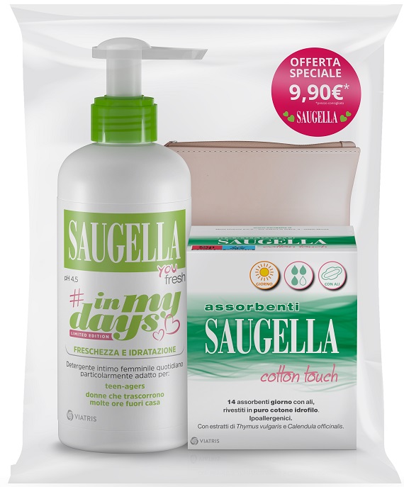 Saugella In My Days Bundle You Fresh + Assorbenti Giorno 14 Pezzi + Porta Assorbenti