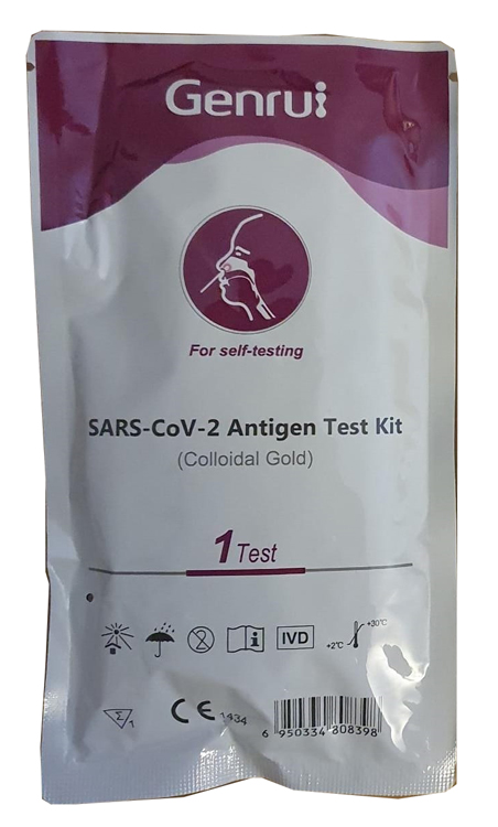 Test antigenico rapido covid-19 genrui autodiagnostico determinazione qualitativa antigeni sars-cov-2 in tamponi nasali mediante immunocromatografia 1 pezzo